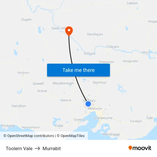 Toolern Vale to Murrabit map