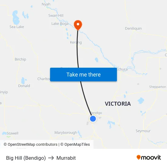 Big Hill (Bendigo) to Murrabit map