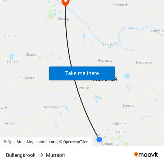 Bullengarook to Murrabit map