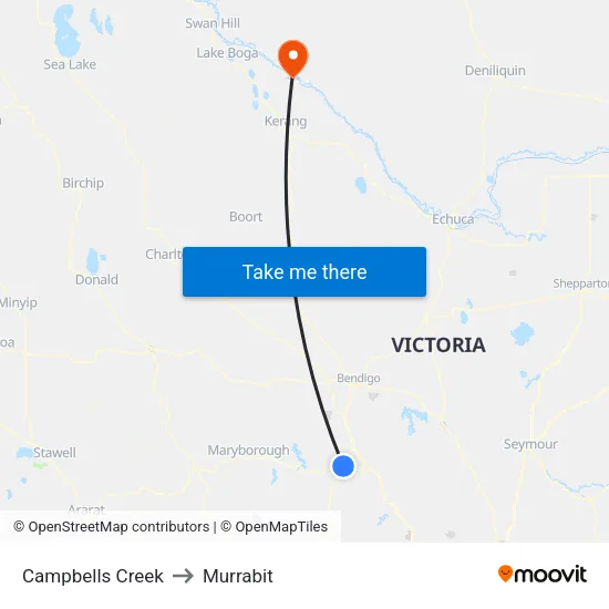 Campbells Creek to Murrabit map