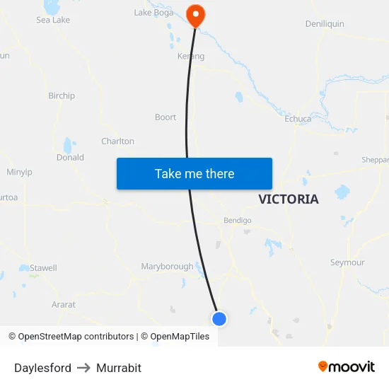 Daylesford to Murrabit map