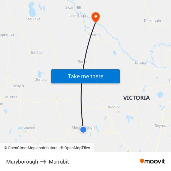 Maryborough to Murrabit map