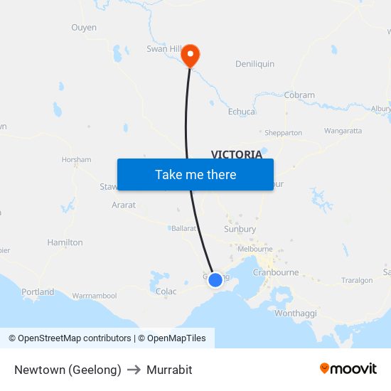 Newtown (Geelong) to Murrabit map