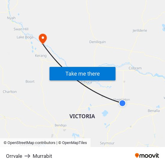 Orrvale to Murrabit map