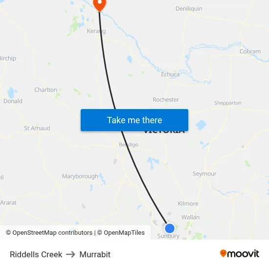 Riddells Creek to Murrabit map