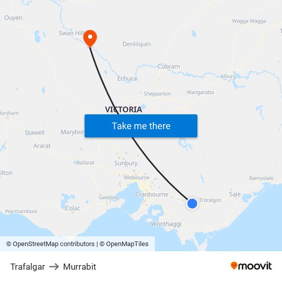 Trafalgar to Murrabit map