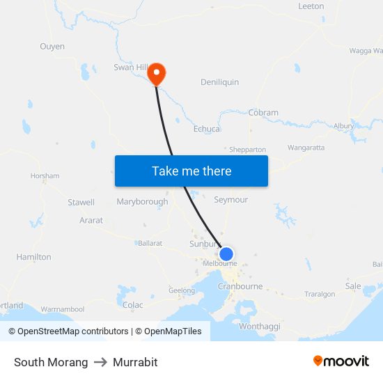 South Morang to Murrabit map