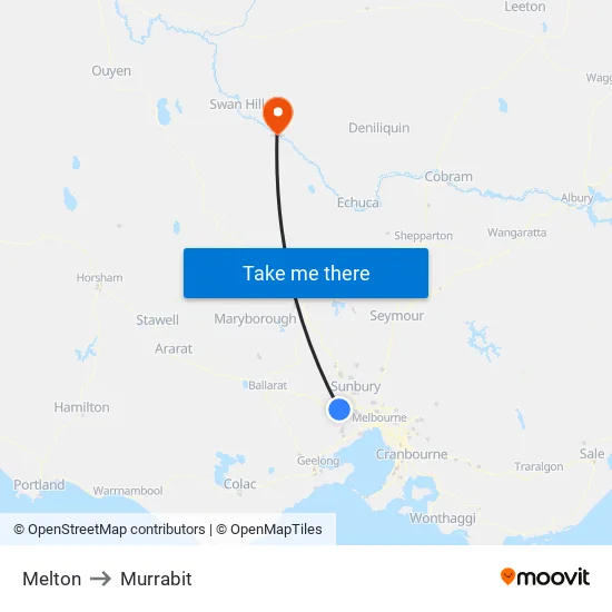 Melton to Murrabit map