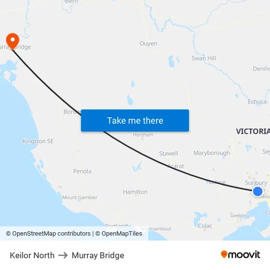 Keilor North to Murray Bridge map