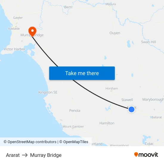 Ararat to Murray Bridge map
