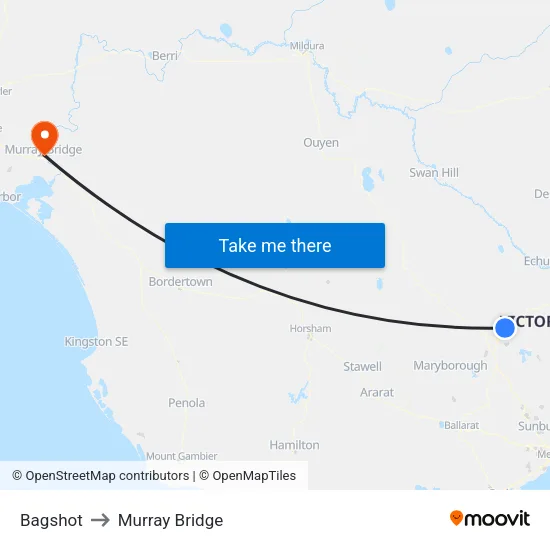 Bagshot to Murray Bridge map