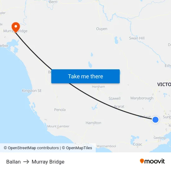 Ballan to Murray Bridge map