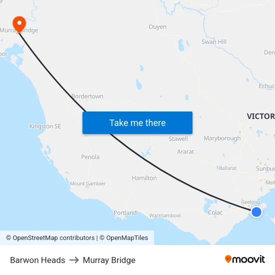 Barwon Heads to Murray Bridge map