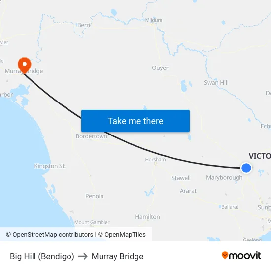 Big Hill (Bendigo) to Murray Bridge map