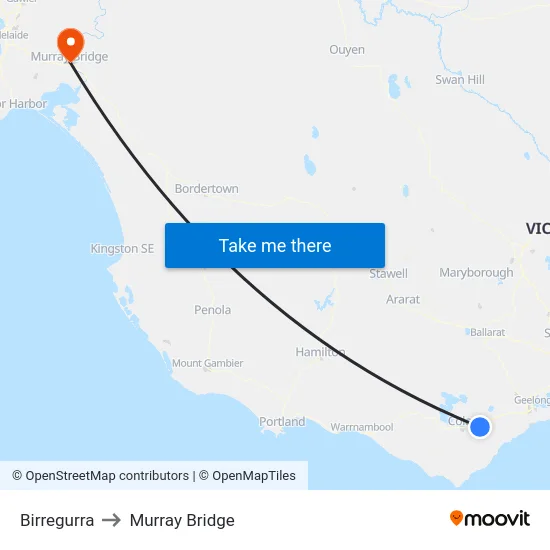 Birregurra to Murray Bridge map