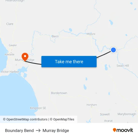 Boundary Bend to Murray Bridge map