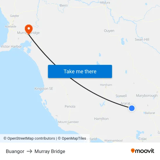 Buangor to Murray Bridge map