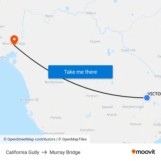 California Gully to Murray Bridge map