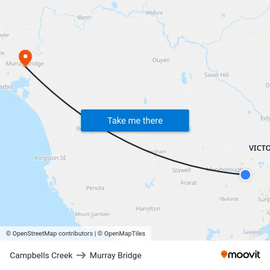Campbells Creek to Murray Bridge map