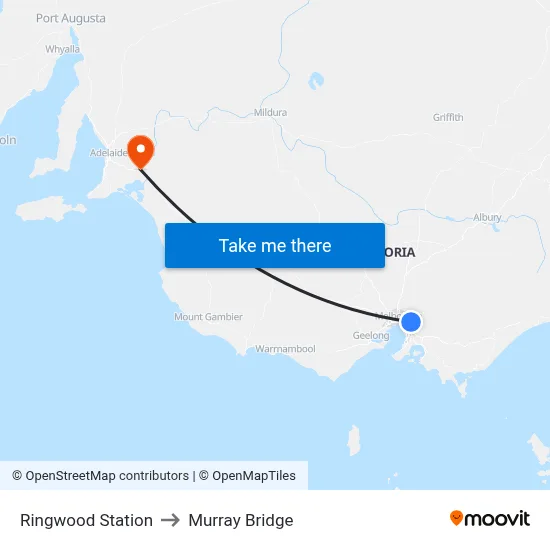 Ringwood Station to Murray Bridge map