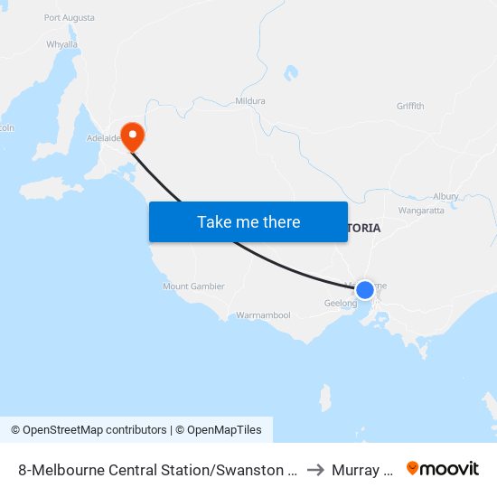 8-Melbourne Central Station/Swanston St (Melbourne City) to Murray Bridge map