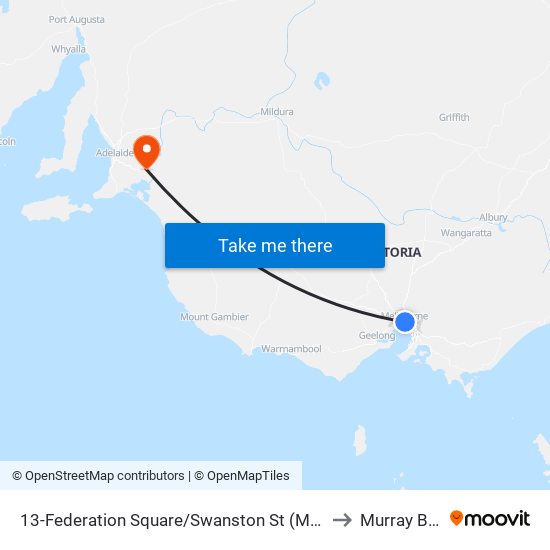 13-Federation Square/Swanston St (Melbourne City) to Murray Bridge map