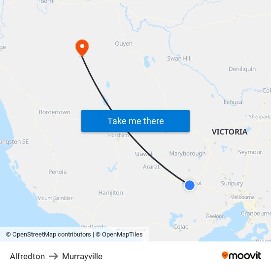 Alfredton to Murrayville map