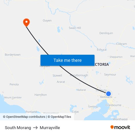 South Morang to Murrayville map