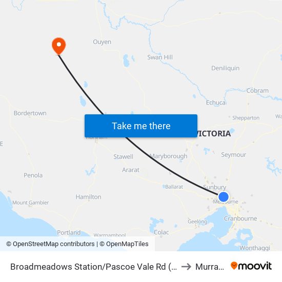 Broadmeadows Station/Pascoe Vale Rd (Broadmeadows) to Murrayville map