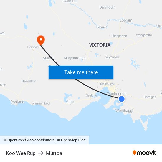 Koo Wee Rup to Murtoa map