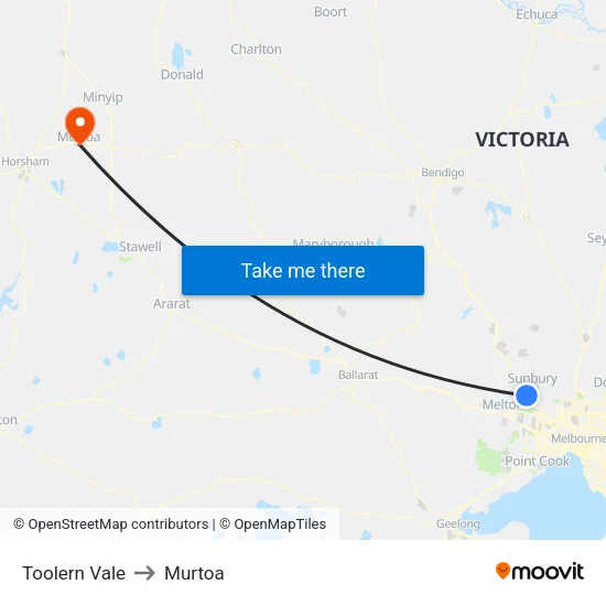 Toolern Vale to Murtoa map