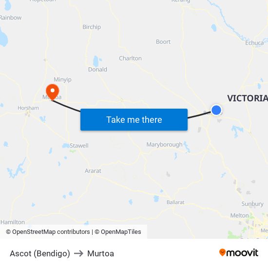 Ascot (Bendigo) to Murtoa map