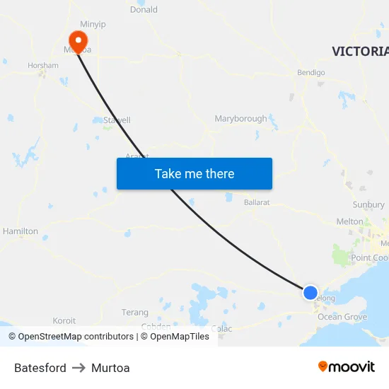 Batesford to Murtoa map