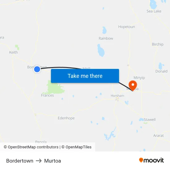 Bordertown to Murtoa map
