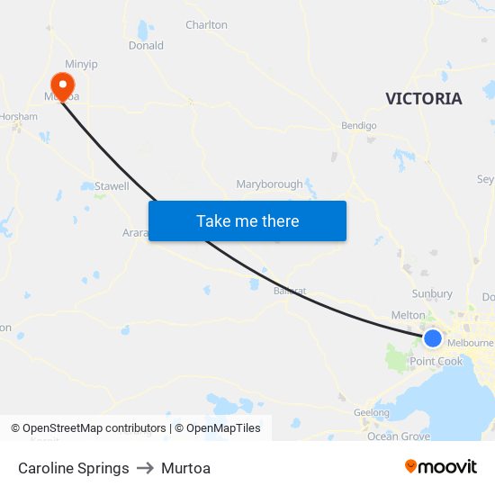 Caroline Springs to Murtoa map