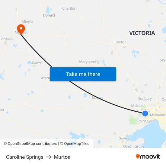 Caroline Springs to Murtoa map