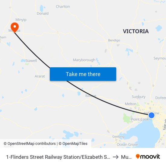 1-Flinders Street Railway Station/Elizabeth St (Melbourne City) to Murtoa map