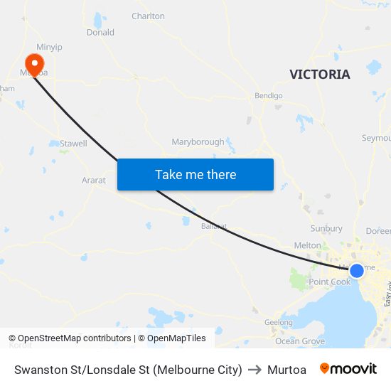 Swanston St/Lonsdale St (Melbourne City) to Murtoa map