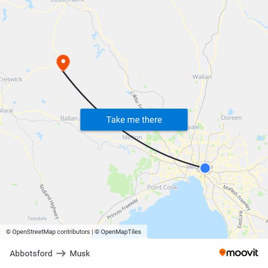 Abbotsford to Musk map