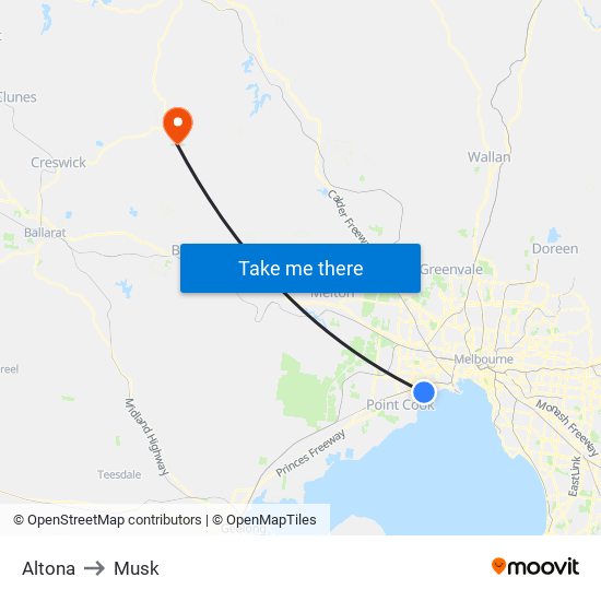 Altona to Musk map