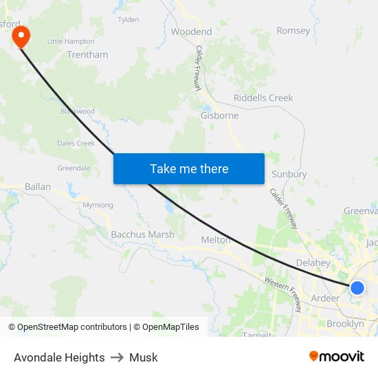 Avondale Heights to Musk map