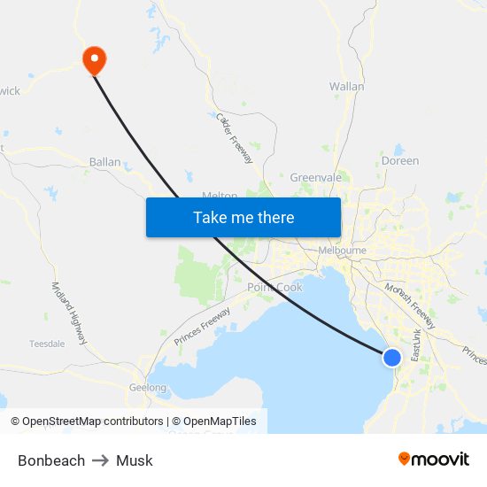 Bonbeach to Musk map