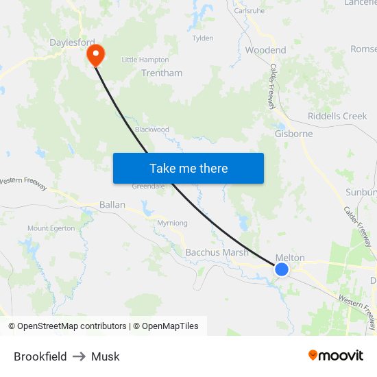 Brookfield to Musk map