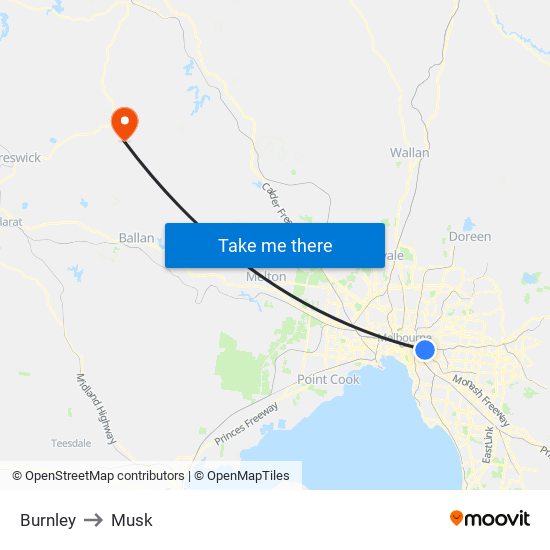 Burnley to Musk map