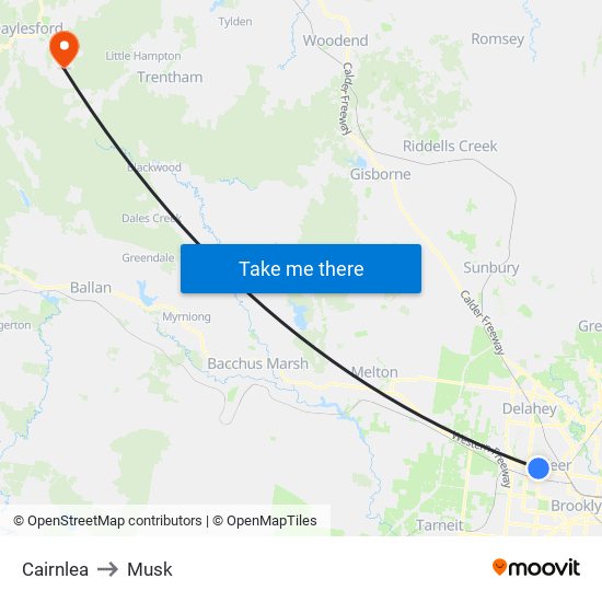 Cairnlea to Musk map