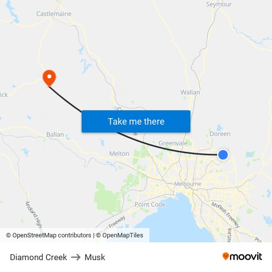 Diamond Creek to Musk map