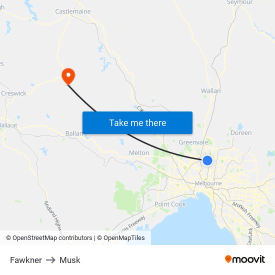 Fawkner to Musk map