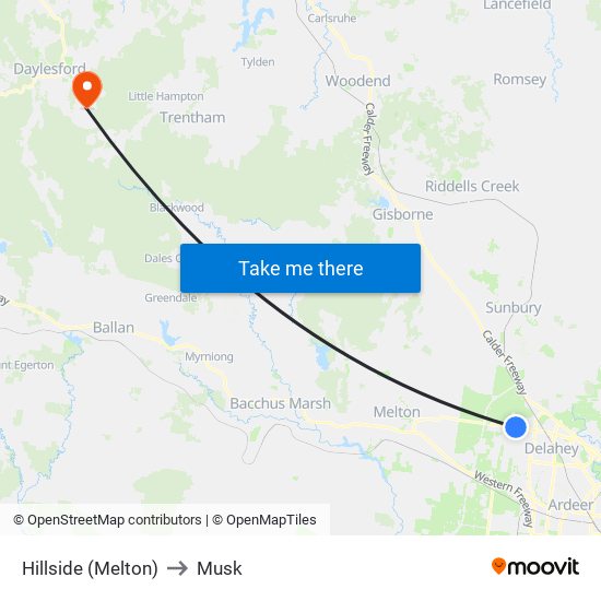 Hillside (Melton) to Musk map