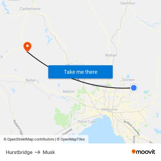 Hurstbridge to Musk map