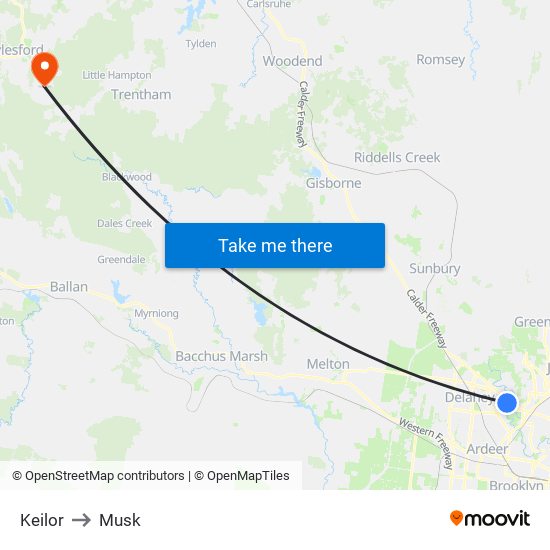 Keilor to Musk map